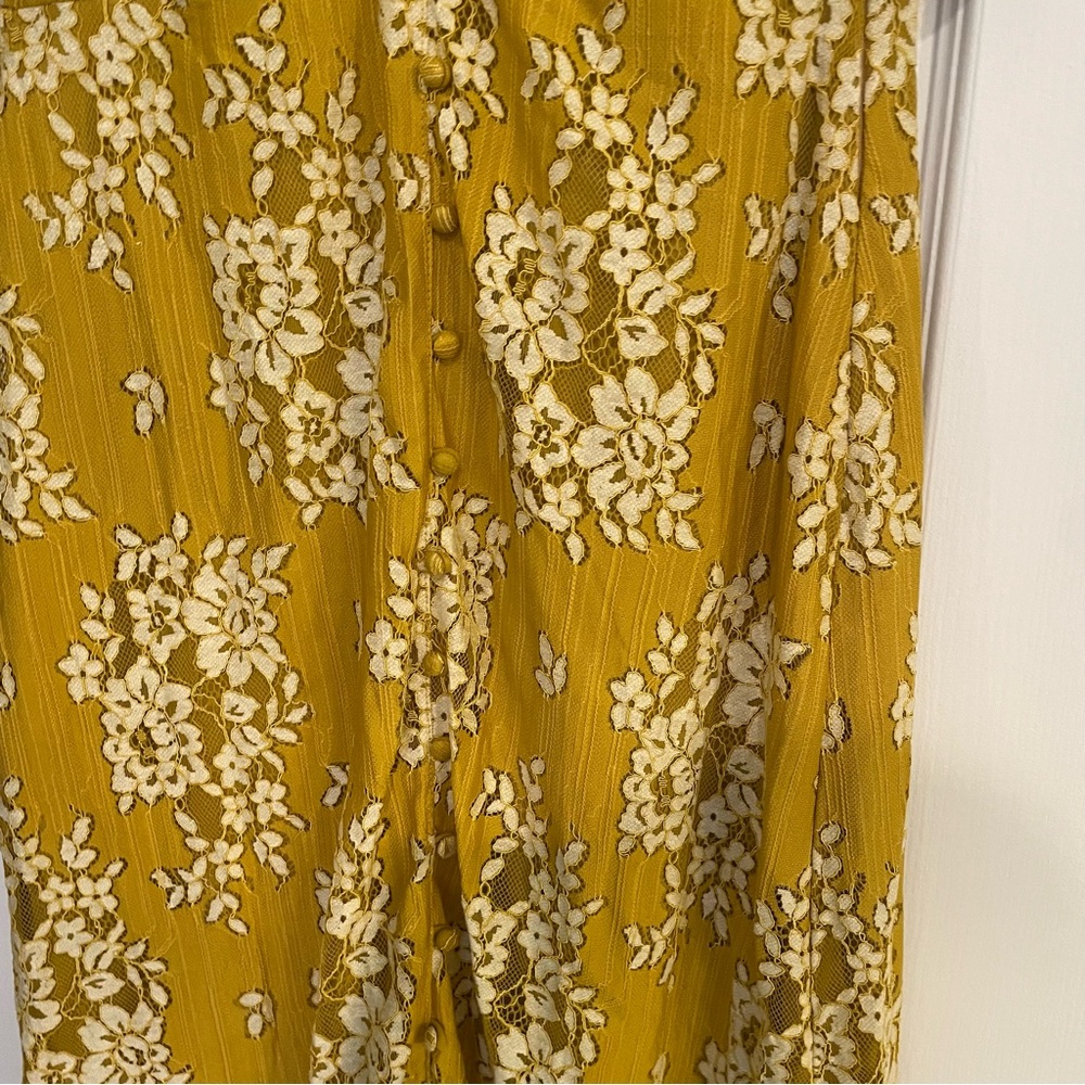 ASOS Mustard Yellow Lace Button Front Midi Dress Size 6 - Picture 6 of 11